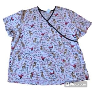 Christmas Scrub Top Rudolph The Red Nose Reindeer  size 2X